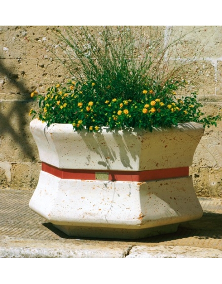 Fioriera esagonale per esterno in cemento calcestruzzo - colore Bianco pietra - cm 85x95x65h - Conforme ai CAM