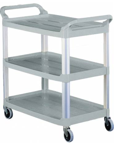 Carrello multiuso in plastica, 3 piani con montanti in alluminio - cm 85x43x95h