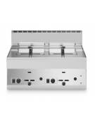 Friggitrice a gas da banco 2 vasche capacita' 8+8 lt - Potenza totale 13,6 kW - cm 70x65x30h
