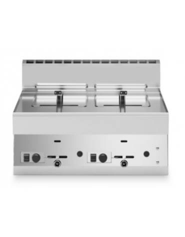 Friggitrice a gas da banco 2 vasche capacita' 8+8 lt - Potenza totale 13,6 kW - cm 70x65x30h