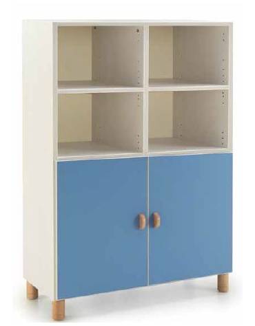 MOBILE CONTENITORE 2 ANTE COLORE A SCELTA + 4 VANI A GIORNO, STRUTTURA NOBILITATO BETULLA O LARICE - cm 70x41x148H