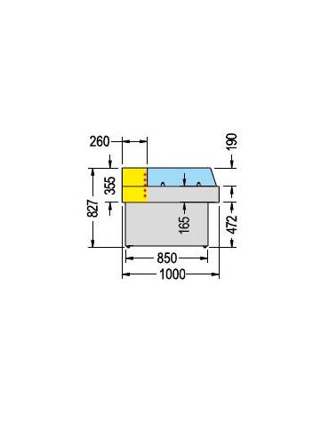 Banco/espositore per pesce vetro Self service Dim mm L1000XP1000XH827