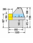 Vetrina refrigerata statica per pesce fresco con vetro curvo mm1000x1000x1195h