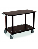 Carrello in legno massello - 2 piani - colore Wengé  - cm 110x56x81h - N° 4 Ruote ( di cui 2 con freno )