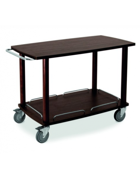 Carrello in legno massello - 2 piani - colore Wengé  - cm 110x56x81h - N° 4 Ruote ( di cui 2 con freno )