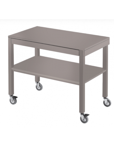 Carrello in legno massello laccato 2 piani - laccatura opaca colore Grigio Zonda - cm 100x45x84h