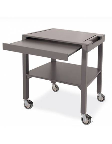 Carrello in legno massello laccato 2 piani - laccatura opaca colore Grigio Zonda - cm 100x56x84h