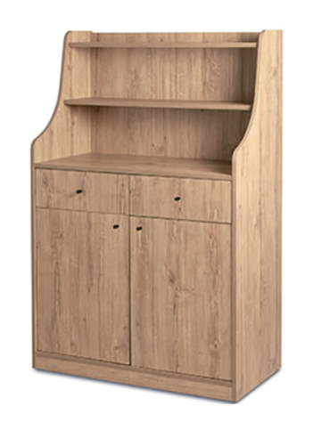 Mobile di servizio in legno colore Rovere - 1 sportello + 1 vano a giorno + 2 cassetti portaposate - cm 94x48x145h