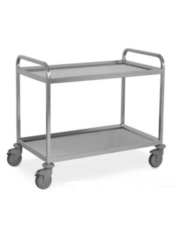Carrello inox AISI 304 per trasporto pesante 300 kg - 3 piani a vasca da cm 100x58, saldati - cm 108x61x93h