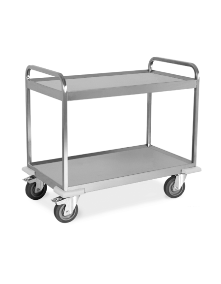 Carrello inox AISI 304 per trasporto pesante- 3 piani lisci, saldati al telaio - portata 500 kg - cm 108x61x96h