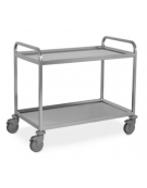 Carrello inox con 2 piani a vasca stampati saldati alla struttura - per trasporto pesante - portata 300 kg - cm 108x61x93h