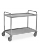 Carrello inox AISI 304 con 2 piani a vasca stampati saldati - per trasporto pesante - portata 300 kg - cm 108x61x93h