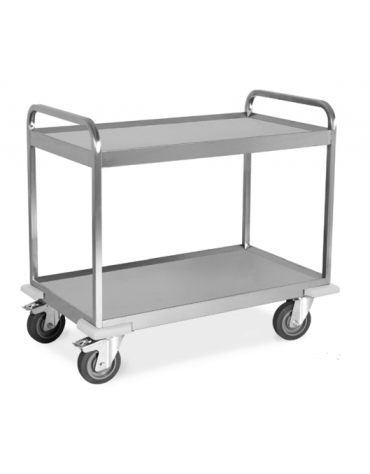 Carrello inox AISI 304 per trasporto pesante - 3 piani a vasca, saldati al telaio - Portata kg 500 - cm 108x61x93h