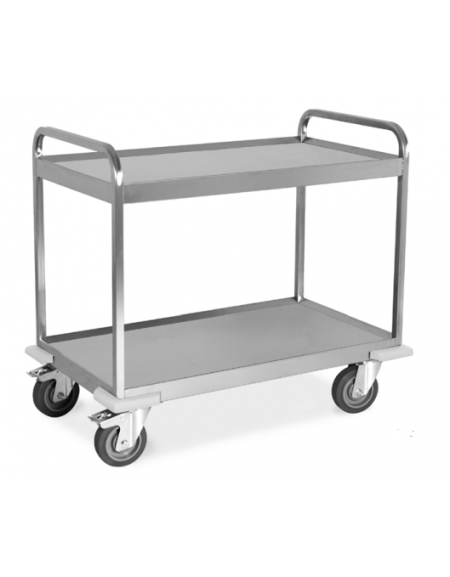 Carrello inox AISI 304 per trasporto pesante - 3 piani a vasca, saldati al telaio - Portata kg 500 - cm 108x61x93h