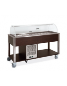 Carrello refrigerante in legno colore RAL a scelta - 3 x GN 1/1 - con cupola e griglie asolate - cm 113x68x120h