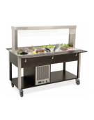 Buffet refrigerato 6x1/1 GN con parafiato fisso - colore Wengè - illuminazione a LED - cm 226x68x144h