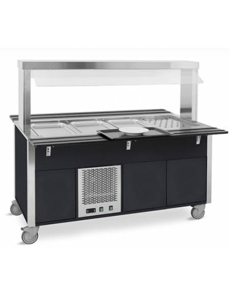 Carrello refrigerante armadiato, con parafiato fisso - colore Wengè - 5xGN 1/1 - cm 193x68x144h
