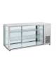 Vetrina da banco fredda ventilata -Vetri dritti-2 ripiani cromati regolabili in altezza -Illuminazione a Led-cm 144x52,4x73,5h