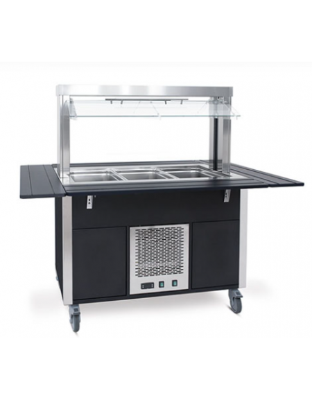 Carrello buffet armadiato refrigerato, con parafiato mobile - 5x1/1 GN - colore Wengè - cm 193x68x144h
