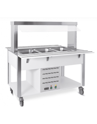 Buffet termico 2xGN1/1 colore RAL a scelta, con parafiato fisso - illuminazione a LED - cm 80x68x144h