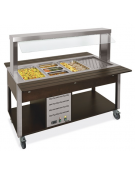 Buffet termico 2xGN1/1 colore Wengè, con parafiato fisso - illuminazione a LED - cm 80x68x144h