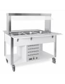 Buffet termico 3xGN1/1 colore RAL a scelta, con parafiato fisso - illuminazione a LED - cm 113x68x144h