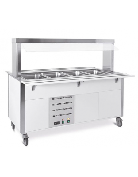 Carrello armadiato buffet termico con parafiato fisso - 4x1/1 GN - colore Wengè - cm 161x68x144h