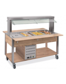 Carrello buffet termico 2xGN1/1 colore Rovere, con parafiato mobile - illuminazione a LED - cm 80x68x144h