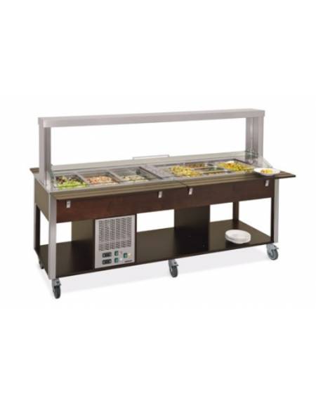 Carrello buffet misti freddo/caldo 4xGN1/1 (2 caldi + 2 freddi) con parafiato mobile - colore RAL - cm 161x68x144h