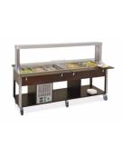 Carrello buffet misti freddo/caldo 5xGN1/1 (2 caldi + 3 freddi) con parafiato mobile - colore Wengè - cm 193x68x144h
