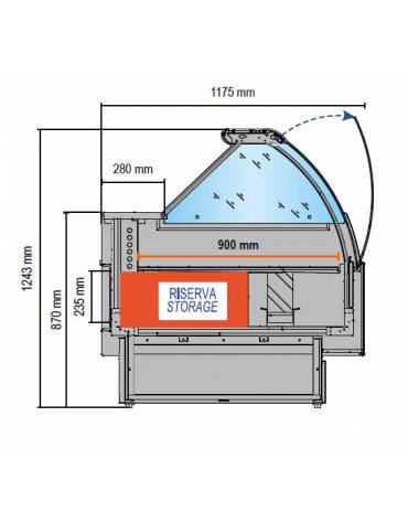 Banco salumeria refrigerato-Lunghezza cm. 250