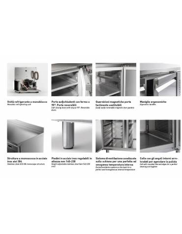 Tavolo refrigerato 2 Porte Dimensioni Cm.166x80x85h