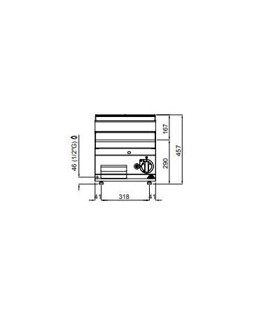 Fry top a gas singolo da banco - Piastra rigata in acciaio satinato - cm 40x70x29h