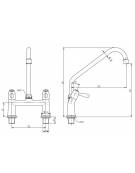 RUBINETTO BIFORO CON CANNA GIREVOLE "C" Ø18X250, MANIGLIA A LEVA. INTERASSE 155mm--LUNGHEZZA CANNA MM 250