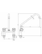 RUBINETTO BIFORO CON CANNA GIREVOLE "C" Ø18X300, MANIGLIA ROTONDA. INTERASSE 155mm - LUNGHEZZA CANNA MM 300