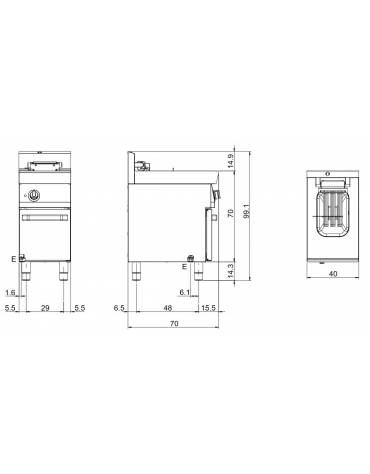 Friggitrice elettrica 1 vasca capacità 10 lt.su armadio chiuso - POTENZIATA 9 Kw - cm 40x70x85h