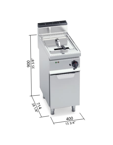 FRIGGITRICE ELETTRICA PROFESSIONALE 1 VASCA 18LT SU VANO - POTENZA  kW 18 - cm 40x71,4x90h