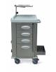 Carrello emergenza inox piccolo - 3 cassetti piccoli ed 1 cassetto grande - asta portaflebo e portarifiuti