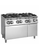 Cucina 6 Fuochi a gas con forno a gas statico GN 2/1 da 8 Kw - Potenza fuochi Kw 28,5 - cm 120x90x90h