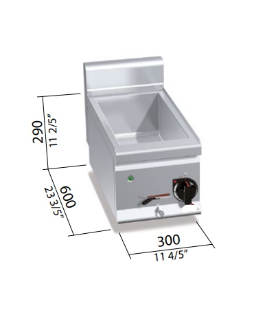 BAGNOMARIA ELETTRICO 3/4 GN DA BANCO - POTENZA 0,8 KW - cm 30x60x29h
