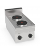 Cucina elettrica da banco in acciaio Inox, 2 piastre ermetiche tonde Ø cm 18 - potenza tot Kw 4 monofase - cm 35x65x28h