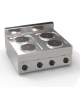 Cucina elettrica da banco in acciaio Inox, 4 piastre ermetiche tonde Ø cm 18 - potenza tot Kw 8 trifase - cm 70x65x28h