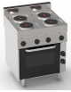 Cucina elettrica 4 piastre ermetiche tonde Ø cm 18, su forno elettrico ventilato - potenza tot. Kw 10,5 trifase - cm 70x65x85h
