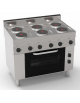Cucina elettrica trifase-14,5 kw, 6 piastre Ø 18, forno elettrico ventilato con camera cm 62x41,5x32h - cm 105x65x85h