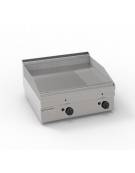 Fry-Top a gas da banco, 2 zone cottura - piastra 1/3 rigata + 2/3 liscia, piastra cm 69,6x56,4 - gas Kw 8 - cm 70x65x28h