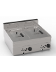 Friggitrice a gas da banco, 2 vasche da Lt 8+8, con scambiatori di calore - potenza gas totale 12,5 kw - cm 70x65x28h