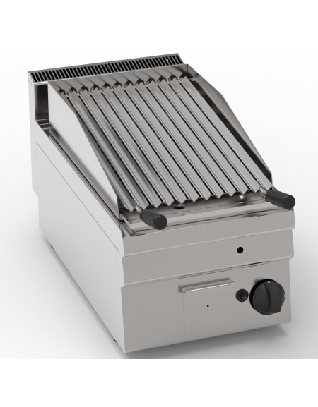 Griglia gas a pietra lavica da banco - 1 griglia inox a "V" da cm 30x48 - potenza gas totale Kw 6,9 - cm 35x65x28h