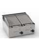 Griglia gas a pietra lavica da banco, 2 griglie inox a V da cm 30x48 cad. - potenza gas tot. Kw 13,8 - cm 70x65x28h