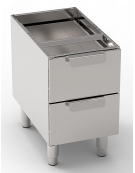 Vano neutro in acciaio inox AISI 304 senza porta, con 2 cassetti, cassetto cm 29,5x56x10h - dimensioni cm 35x57,5x60h