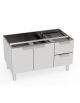 Vano neutro in acciaio inox AISI 304 con 2 porte e 2 cassetti, dim. vani cm 104,5x57x40h - dim. tot. cm 105x57,5x60h